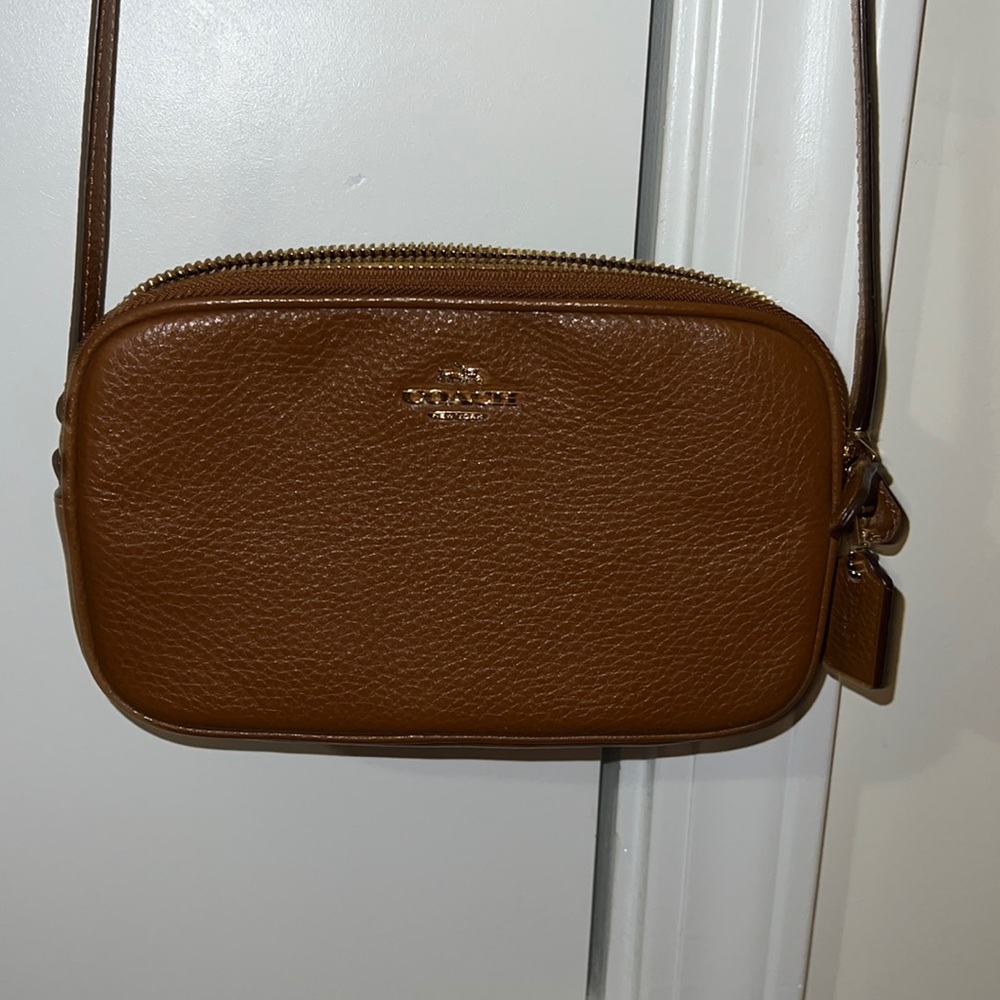 Brown Leather Coach crossbody bag